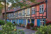 Half-timbered houses at Johanniskloster in Stralsund, Mecklenburg-Vorpommern, Germany