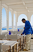 Morocco, Tangier Tetouan Region, Tangier, Kasbah, Nord-Pinus Tanger Hotel, outdoor restaurant