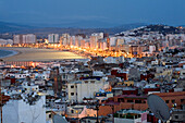 Morocco, Tangier Tetouan Region, Tangier, Medina and Beach seen from the Kasbah