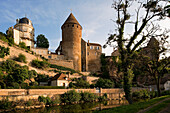 France, Cote d'Or, Semur en Auxois, Margot Tower overlooking Armancon River banks and