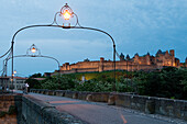 France, Aude, Carcassonne, medieval town listed as World Heritage by UNESCO, Pont Vieux (old bridge) going over the Aude River