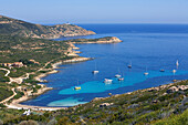 France, Haute Corse, Pointe de la Revellata, Golfe de la Revellata, boats mooring
