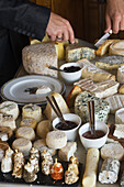France, Var, La Cadiere d'Azur, cheese service of the Hostellerie Berard Restaurant