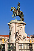 Portugal, Lissabon, Baixa Bezirk, Joao I Reiterstatue in der Mitte des Praca do Comercio (Commerce Square)