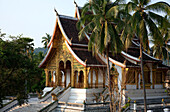 Laos, Luang Prabang zum Weltkulturerbe der UNESCO, in den Gärten des Königlichen Palastes, Wat Ho-Tempel ist dazu bestimmt, die Statue des Buddha Pha Bang erhalten