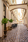 Empty cobblestone street, Vienna, Austria