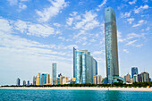 Skyline and Corniche, Al Markaziyah district, Abu Dhabi, United Arab Emirates, Middle East