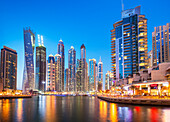 Dubai Marina skyline at night, Dubai City, United Arab Emirates, Middle East