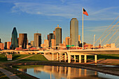 Trinity River and skyline, Dallas, Texas, United States of America, North America