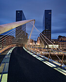 The Zubizuri footbridge, designed by architect Santiago Calatrava, Bilbao, Biscay, Basque Country, Spain, Europe