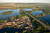German Autobahn, A 7, gravel mining, lakes, motorway, freeway, speed, speed limit, traffic, infrastructure, Northeim, Lower Saxony, Germany