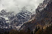 Koenigsbach-Waterfall with Koenigssee, Berchtesgaden, Bavaria, Germany.