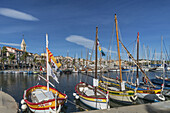 Mediterranean Fishing boats at Sanary-Sur-Mer , Promenade, Mistral Clouds, Cote d Azur, France
