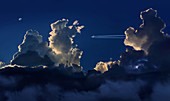 Jet in cumulonimbus, thunder clouds, Manila