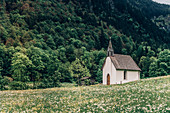 Chapel at Brandnertal Valley, Vorarlberg, Austria, Mountains, Clouds