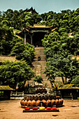 Steps leading up to a series of temples in Leshan, China