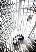 Inside the Harpa Concert Hall in Reykjavik, Iceland