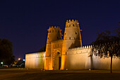 Al Jahili Fort at night, Al Ain, UNESCO World Heritage Site, Abu Dhabi, United Arab Emirates, Middle East