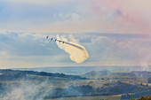 Red Arrows, Royal Air Force aerobatic display team, Peak District National Park, Derbyshire, England, United Kingdom, Europe
