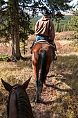 Trail riding, Ya, Ha, Tinda Ranch, Clearwater County, Alberta, Canada