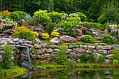 Rock garden and small waterfall, Knowlton, Quebec, Canada