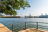 view to the Binnenalster of Hamburg, north Germany, Germany