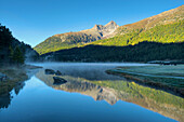 Lake Champfer with Piz Lagrev, Champfer, Engadine, Canton Grisons, Switzerland