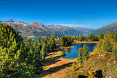 Lake Hanen near St. Moritz, Engadine, Canton Grisons, Switzerland