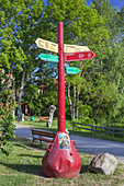 Signpost in Kloster, Island Hiddensee, Baltic coast, Mecklenburg-Western Pomerania, Northern Germany, Germany, Europa