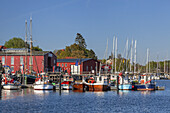 Wharf Siegfriedwerft in the harbour of Eckernförde, Baltic coast, Schleswig-Holstein, Northern Germany, Germany, Europe