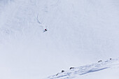 Young male skier riding apart the slopes, Gudauri, Mtskheta-Mtianeti, Georgia