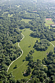 Aerial view of the English Garden, Englischer Garten, Munich, Bavaria, Germany