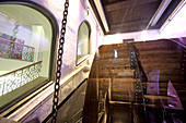 Water wheel in St Anna school, which supplies the school with electricity, Lehel, Munich, Bavaria, Germany