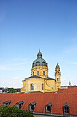 View from the function room of Literaturhaus to Theatinerkirche, Munich, Bavaria, Germany