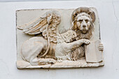 Markuslöwe, Evangelist, Bibel, Wappentier, Flügel, Stein, Relief, Symbol, Chioggia, Venedig, Venezia, Venetien, Italien
