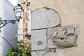 wall relief of a sailing ship, old town, lantern, nobody, Lisbon, Portugal