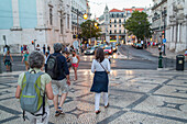 Touristen, Abend, Lissabon, Steinpflaster, calcada, Platz, Portugal