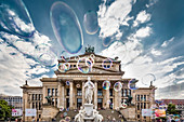 Soap bubbles in front of the concert hall, Gendarmenmarkt, Berlin, Germany