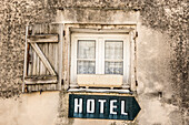 City of Perfume, Hotel Sign and Window, Grasse, Summer, Provence-Alpes-Cote d'Azur, France