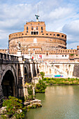 Castel Sant'Angelo, Ponte Sant'Angelo und Tiber, UNESCO Weltkulturerbe, Rom, Lazio, Italien, Europa