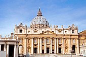 Fassade des Petersdoms, Piazza San Pietro, Vatikanstadt, UNESCO Weltkulturerbe, Rom, Lazio, Italien, Europa