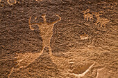Petroglyphs, Barrier Canyon Style, Indian Creek Corridor, near Monticello, Utah, United States of America, North America