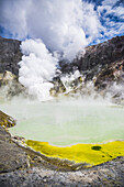 Acid Crater Lake, White Island Volcano, an active volcano in the Bay of Plenty, North Island, New Zealand, Pacific