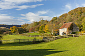 Herbst in Rievaulx Abtei Dorf in der Nähe von Helmsley in North Yorkshire, Yorkshire, England, Großbritannien, Europa