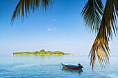Blick auf die Insel Kuramathi, Insel Rasdhoo, Nord-Ari-Atoll, Malediven, Indischer Ozean, Asien