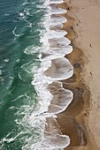 Aerial view of waves at Hampton Beach, New Hampshire, USA.