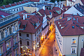 View from Charles Bridge tower on the Lesser Quarter, Prague, Czech Republic