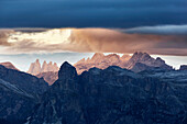 The Puez and Odle silhouette ,Western Dolomites, South Tyrol, Bolzano, Italy.