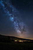 Italy, Trentino Alto Adige, Non valley, starry night over Don Village.
