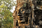 Four-faced towers in Prasat Bayon, Angkor Thom, Angkor, Siem Reap Province, Cambodia, Khmer.